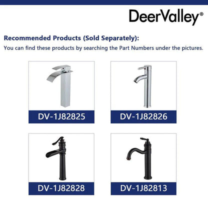 DeerValley Ally White Ceramic Sleek Rectangular Bathroom Vessel Sink