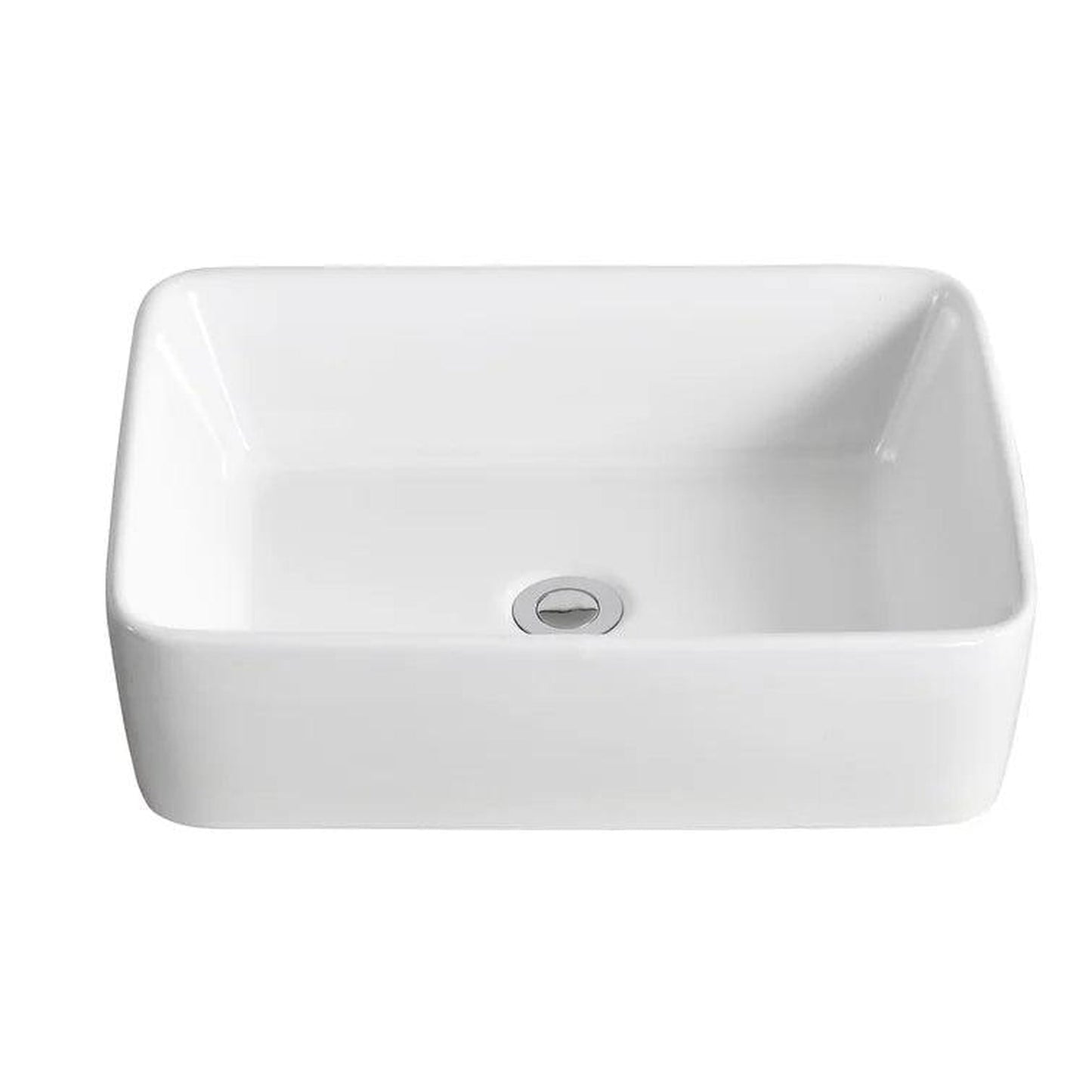 DeerValley Ally White Ceramic Sleek Rectangular Bathroom Vessel Sink