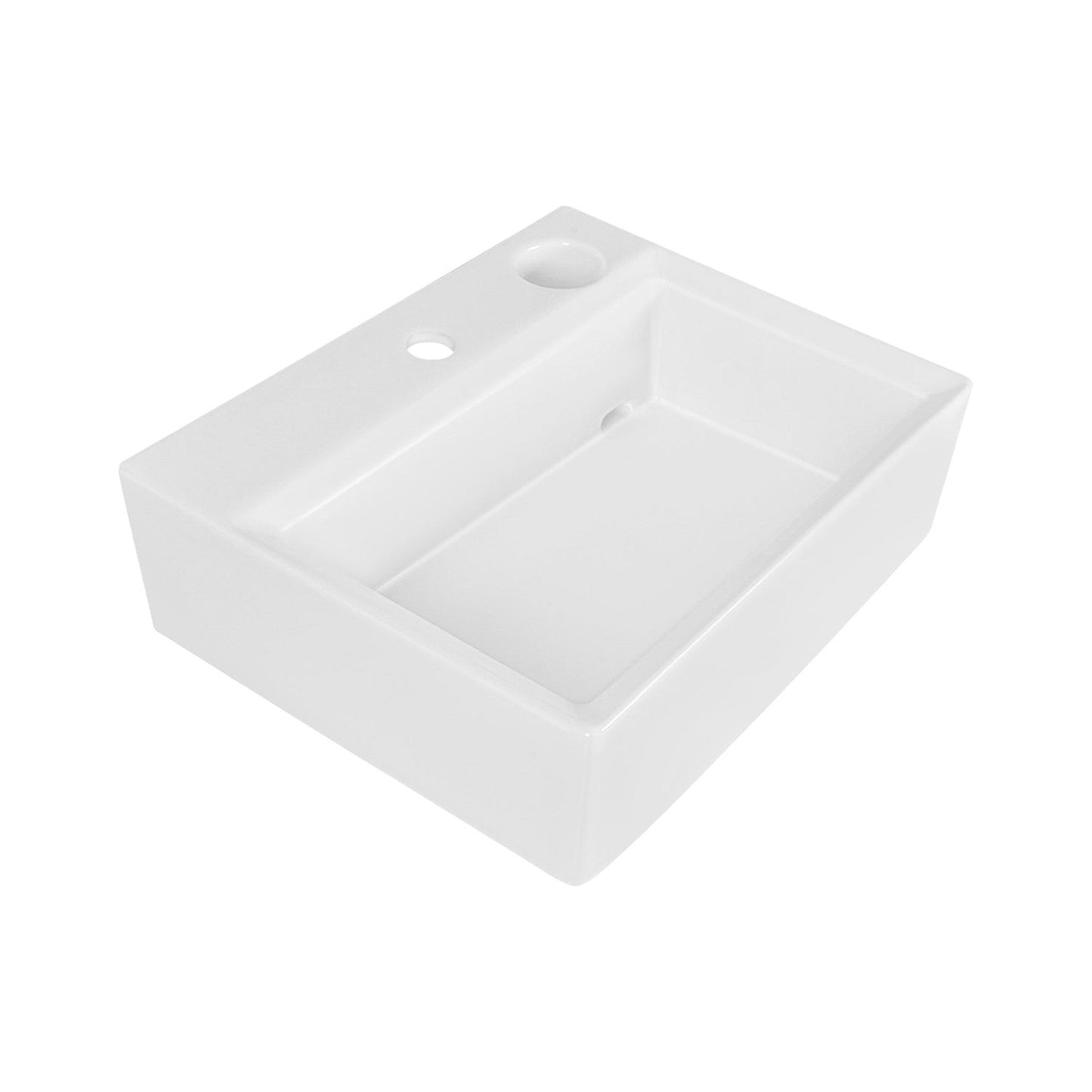 DeerValley Apex 17" Rectangular White Vessel Bathroom Sink With Hidden Drainage