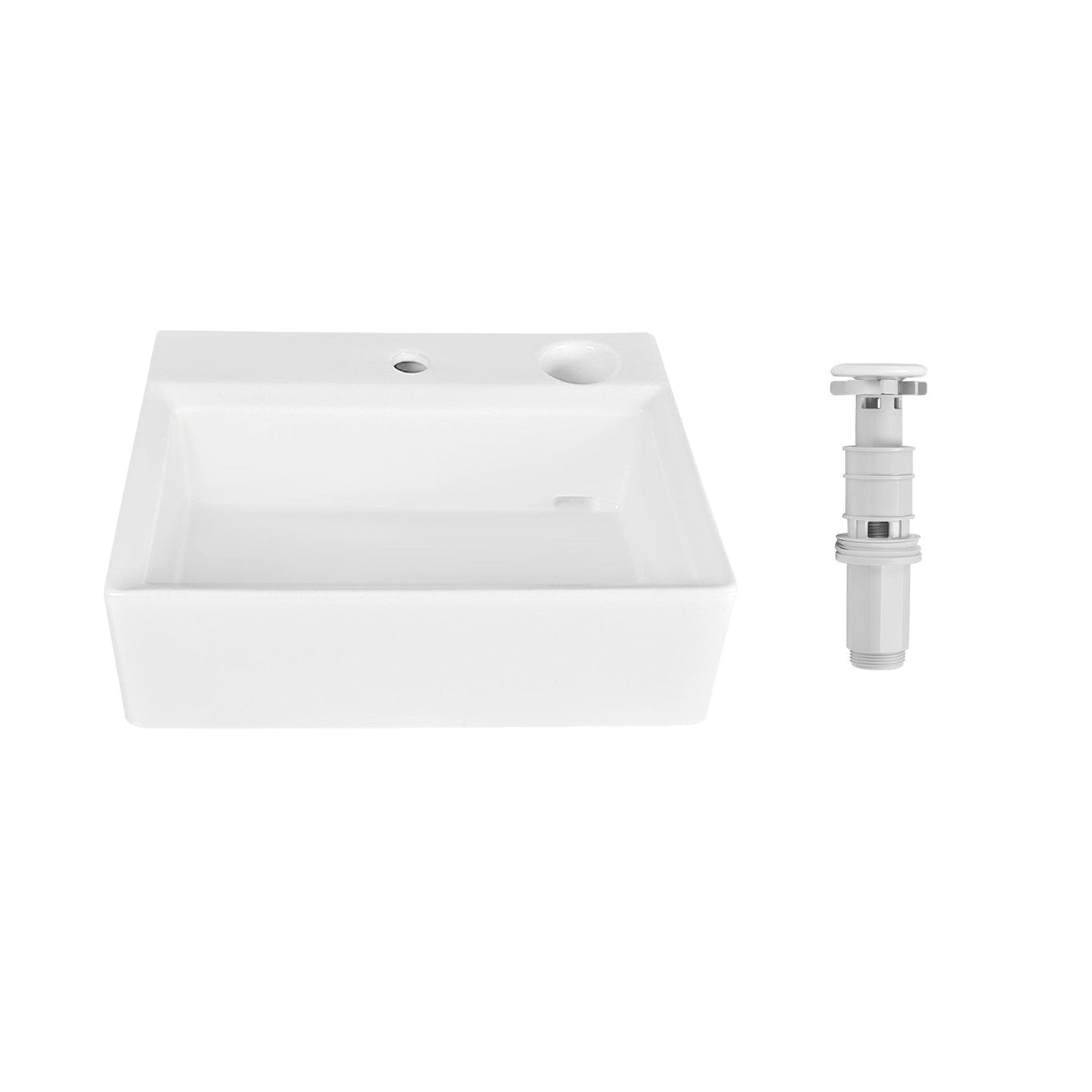 DeerValley Apex 17" Rectangular White Vessel Bathroom Sink With Hidden Drainage