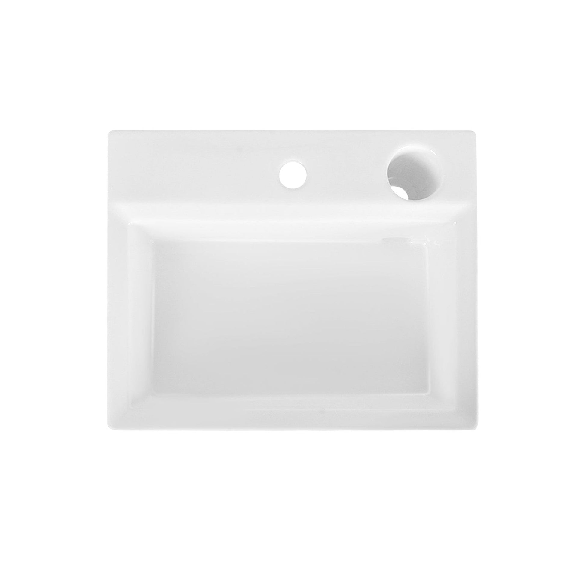 DeerValley Apex 17" Rectangular White Vessel Bathroom Sink With Hidden Drainage