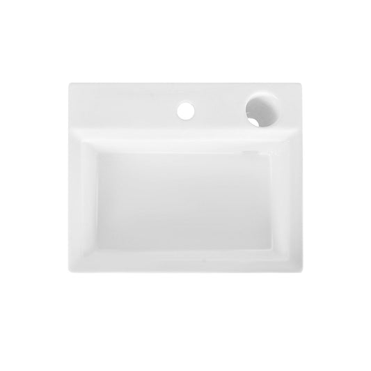 DeerValley Apex 17" Rectangular White Vessel Bathroom Sink With Hidden Drainage