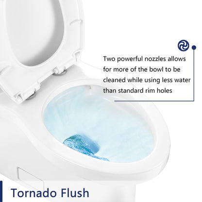 DeerValley Apex 1.28 GPF Tornado Single-Flush Elongated White Comfort Height One-Piece Toilet With Soft Closing Seat