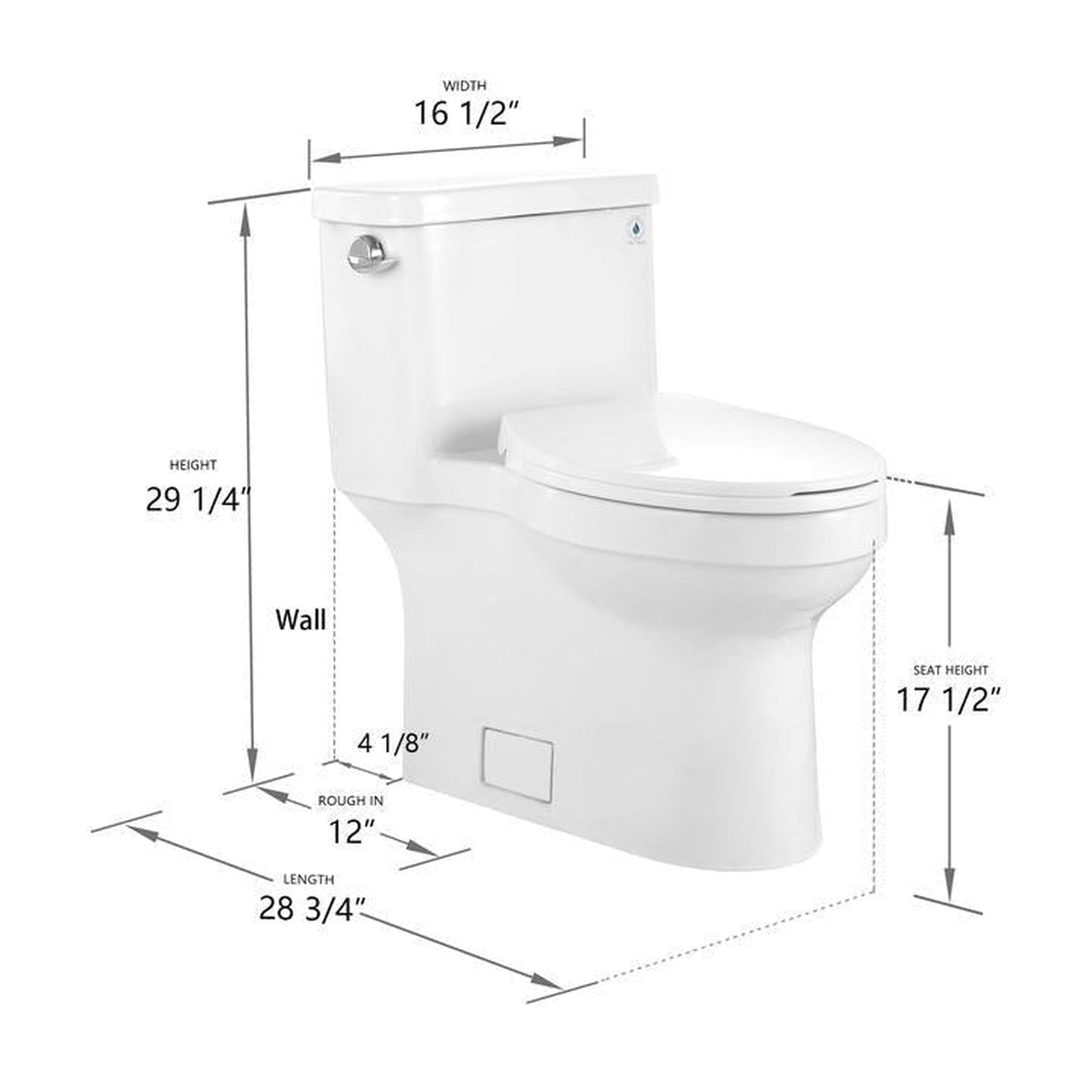 DeerValley Apex 1.28 GPF Tornado Single-Flush Elongated White Comfort Height One-Piece Toilet With Soft Closing Seat