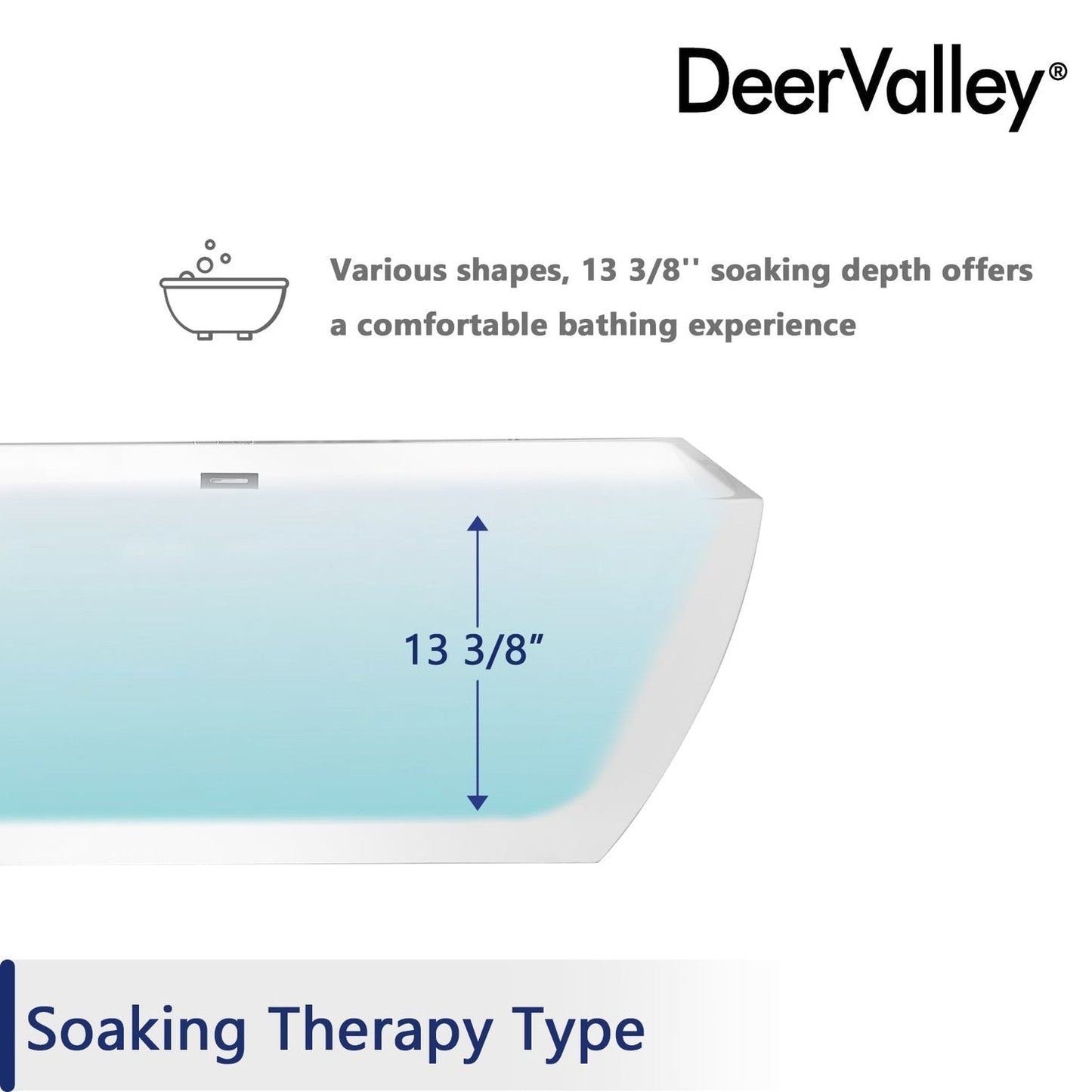 DeerValley Apex 67" x 31" Rectangular White Freestanding Acrylic Bathtub