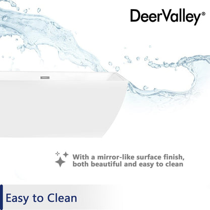 DeerValley Apex 67" x 31" Rectangular White Freestanding Acrylic Bathtub