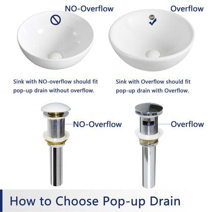 DeerValley Chrome Ceramic-Cap Pop-Up Bathroom Sink Drain With Overflow