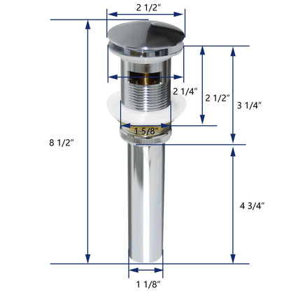 DeerValley Chrome Metal-Cap Pop-Up Bathroom Sink Drain With Overflow