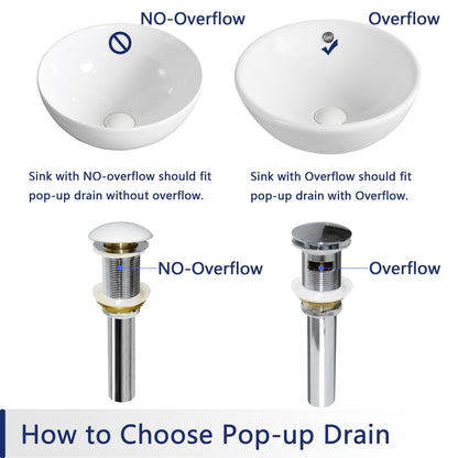 DeerValley Chrome Metal-Cap Pop-Up Bathroom Sink Drain With Overflow
