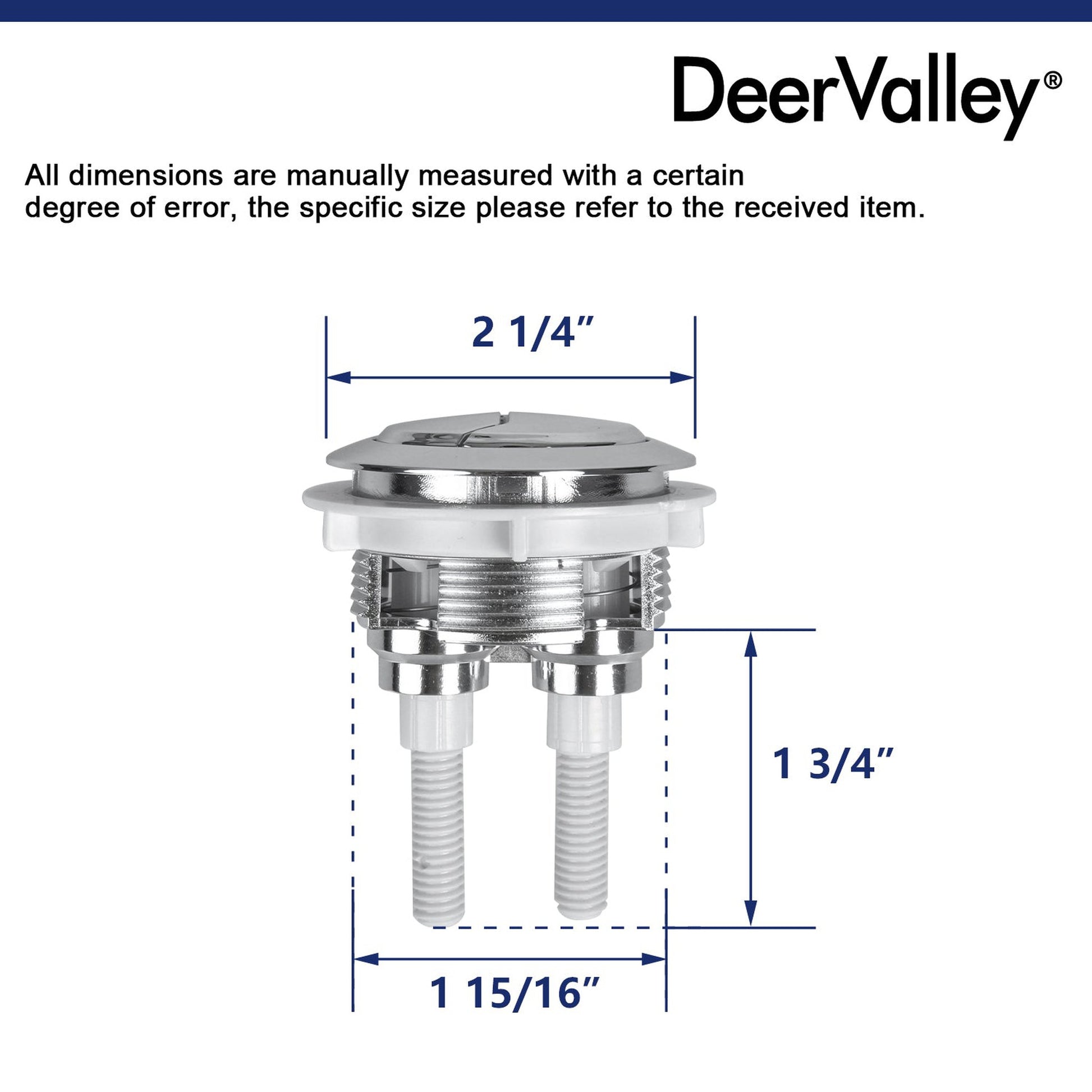 DeerValley Chrome-Plated Dual Flush Button (Fit with DV-1F52812/DV-1F52813/DV-1F52816/DV-1F026/DV-1F52508/DV-1F52677)