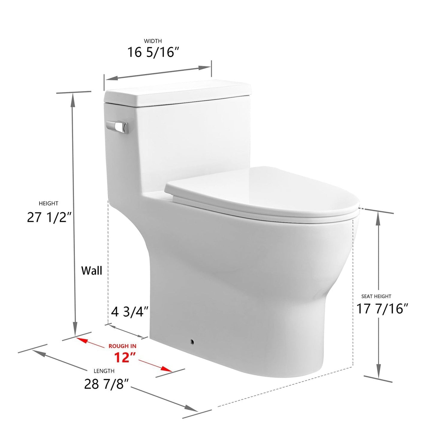 DeerValley Concord 1.28 GPF Single-Flush Elongated White One-Piece Toilet With Soft Closing Seat