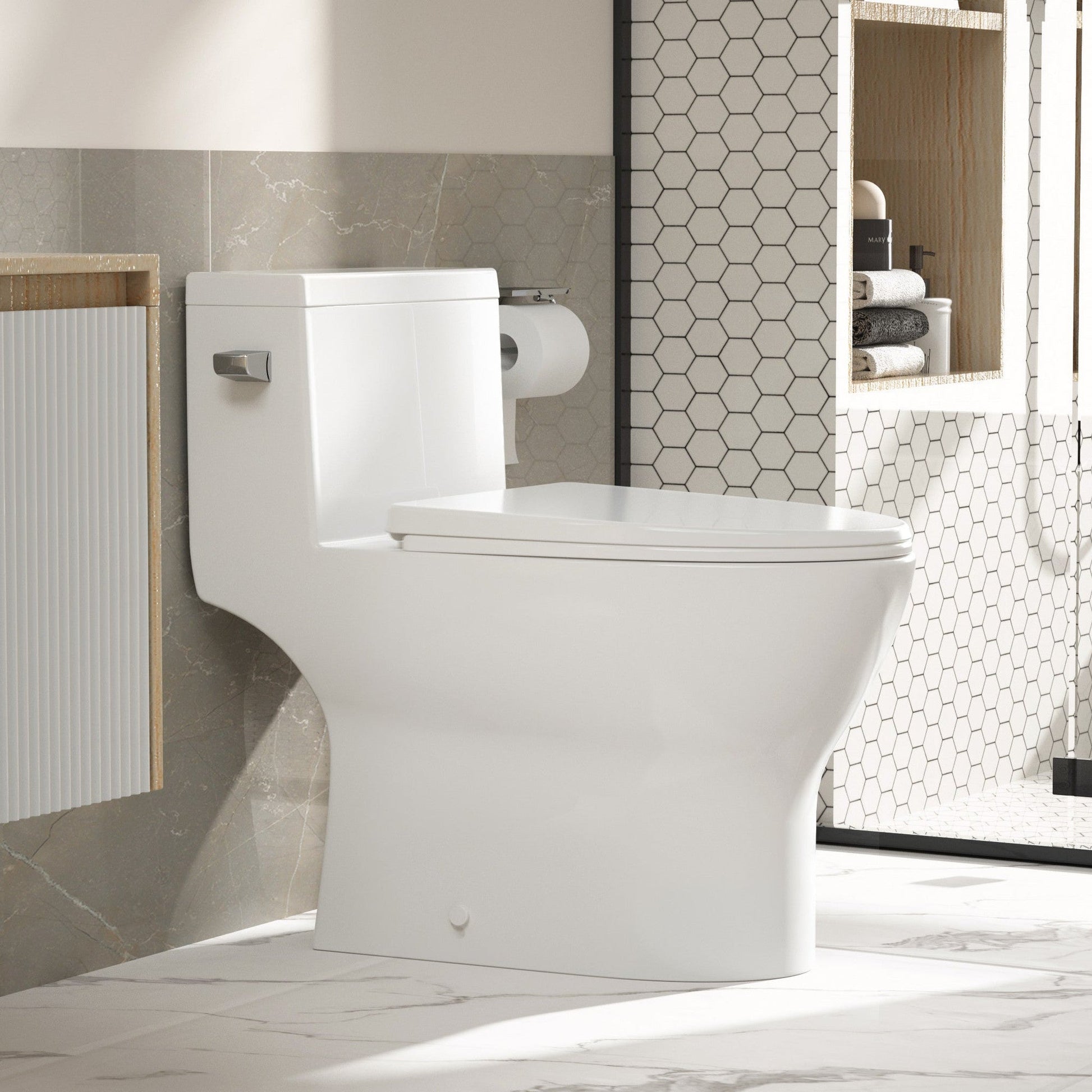 DeerValley Concord 1.28 GPF Single-Flush Elongated White One-Piece Toilet With Soft Closing Seat