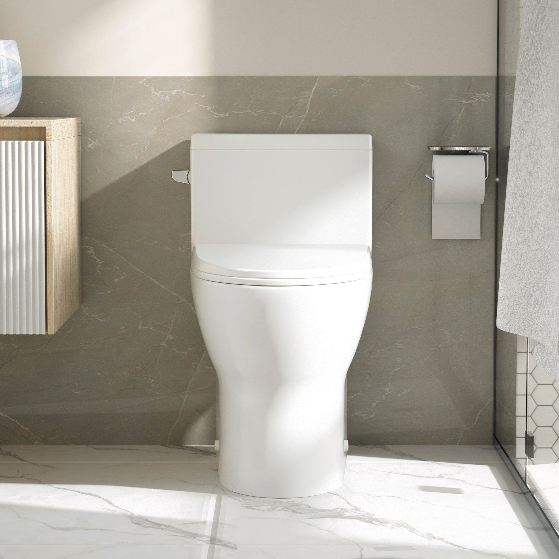 DeerValley Concord 1.28 GPF Single-Flush Elongated White One-Piece Toilet With Soft Closing Seat