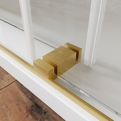 DeerValley Concord 56" Rectangular Double Sliding Frameless Shower Door With Gold Hardware