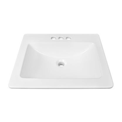 DeerValley DV-1DS0122 18" Rectangular White Drop-in Bathroom Sink With Overflow Hole