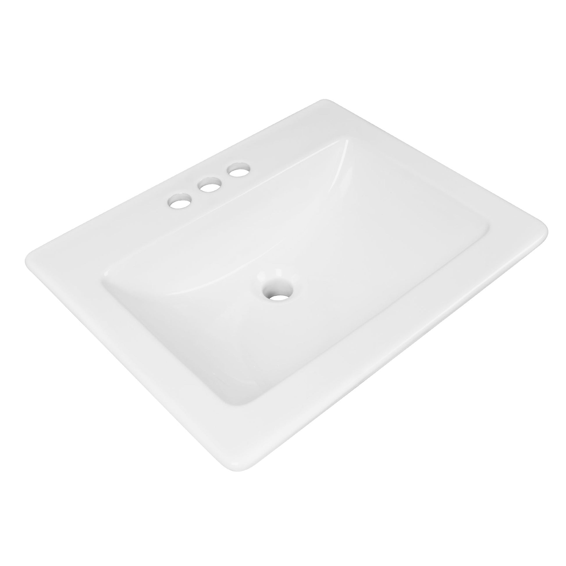 DeerValley DV-1DS0122 18" Rectangular White Drop-in Bathroom Sink With Overflow Hole