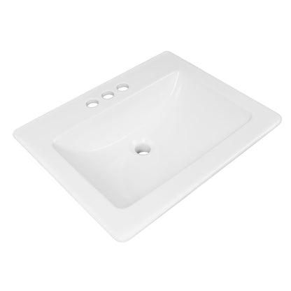 DeerValley DV-1DS0122 18" Rectangular White Drop-in Bathroom Sink With Overflow Hole