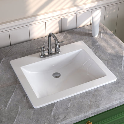 DeerValley DV-1DS0122 18" Rectangular White Drop-in Bathroom Sink With Overflow Hole