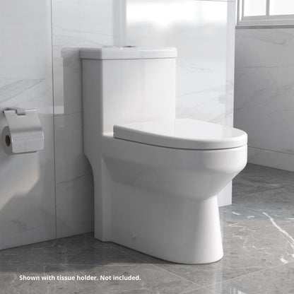 DeerValley DV-1F52813 Liberty 13" x 28" White Ceramic Dual Flush Round One-Piece Comfort Height Small Compact-Size Toilet With Soft Closing Seat