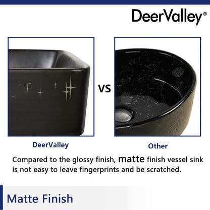 DeerValley DV-2V031 15" x 19" x 6" Black Rectangular Ceramic Vessel Sink