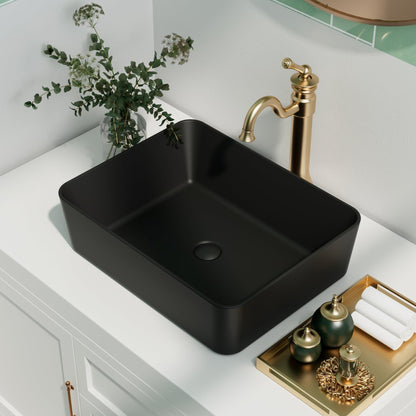 DeerValley DV-2V031 15" x 19" x 6" Black Rectangular Ceramic Vessel Sink