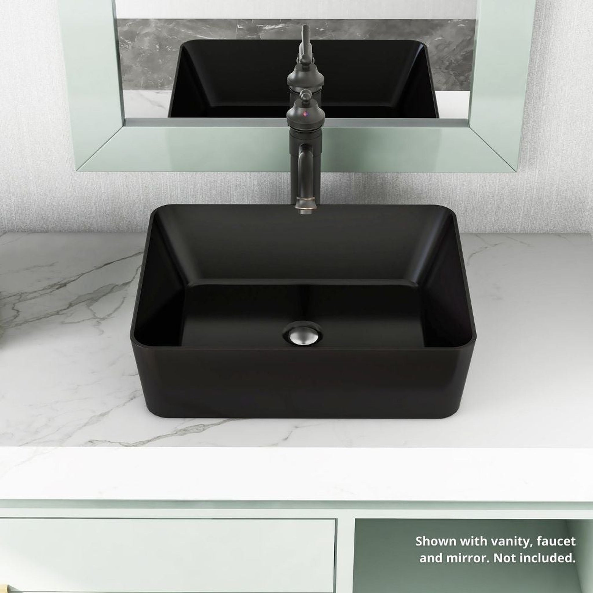 DeerValley DV-2V031 15" x 19" x 6" Black Rectangular Ceramic Vessel Sink