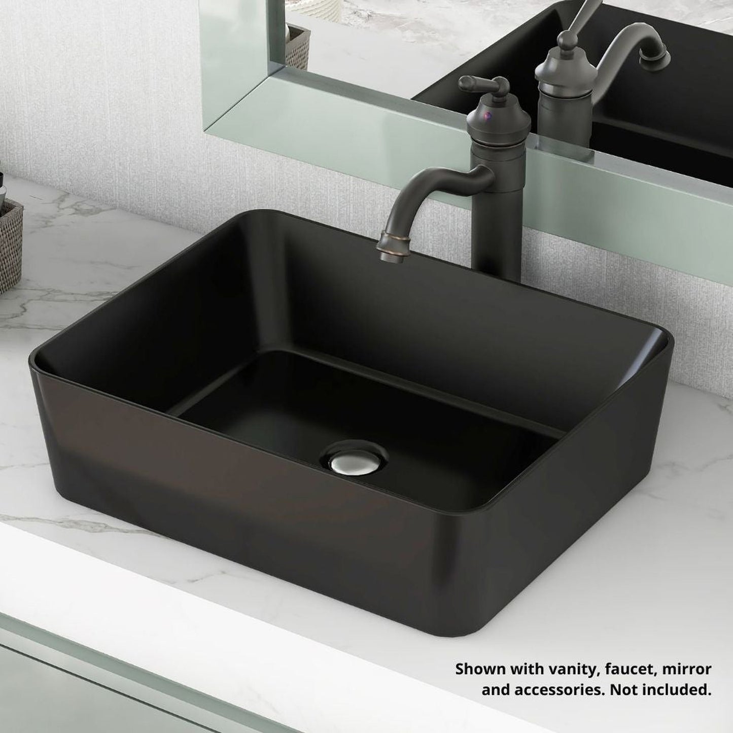 DeerValley DV-2V031 15" x 19" x 6" Black Rectangular Ceramic Vessel Sink