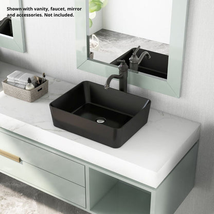 DeerValley DV-2V031 15" x 19" x 6" Black Rectangular Ceramic Vessel Sink