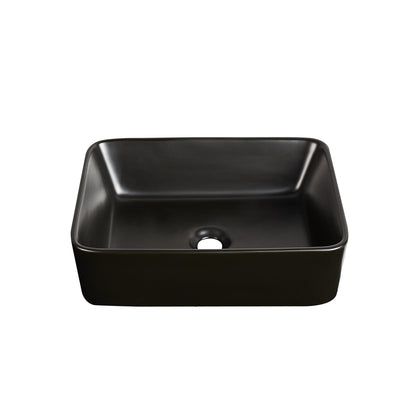 DeerValley DV-2V031 15" x 19" x 6" Black Rectangular Ceramic Vessel Sink