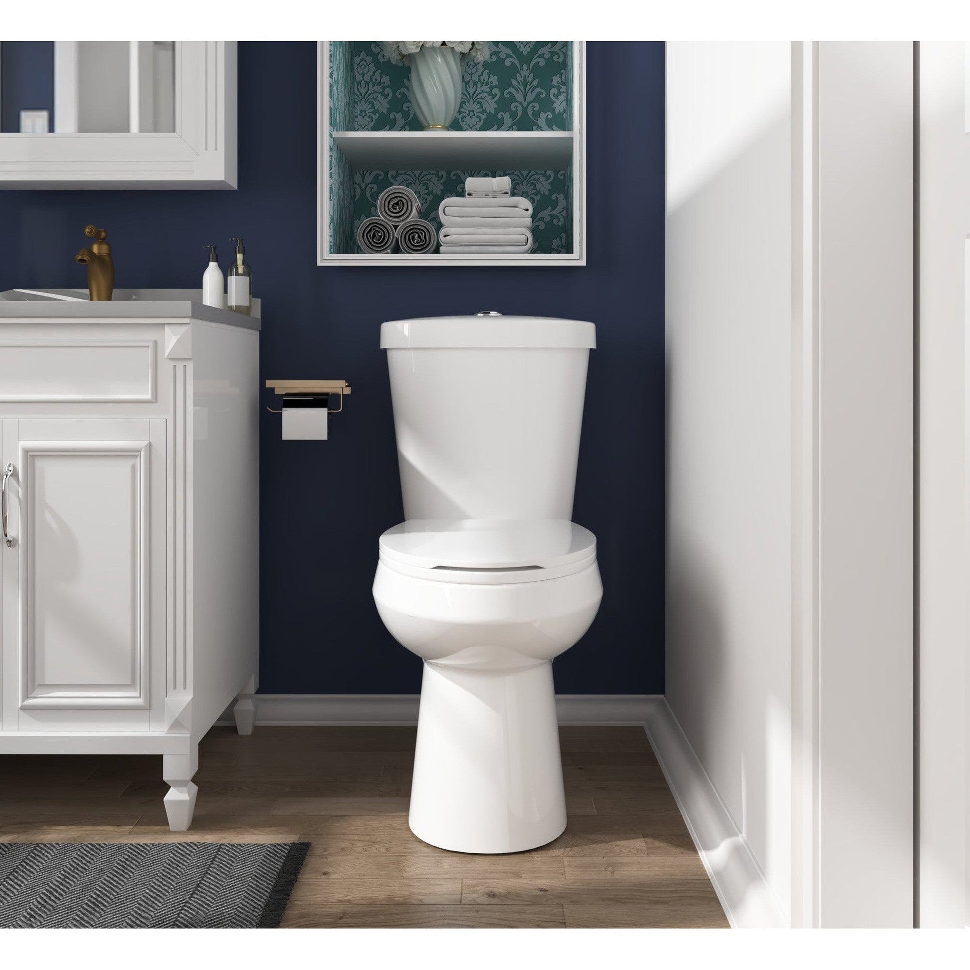 DeerValley Dynasty 16" x 32" 12" Rough-in Dual-Flush Elongated White Two-Piece Toilet With Soft Closing Seat