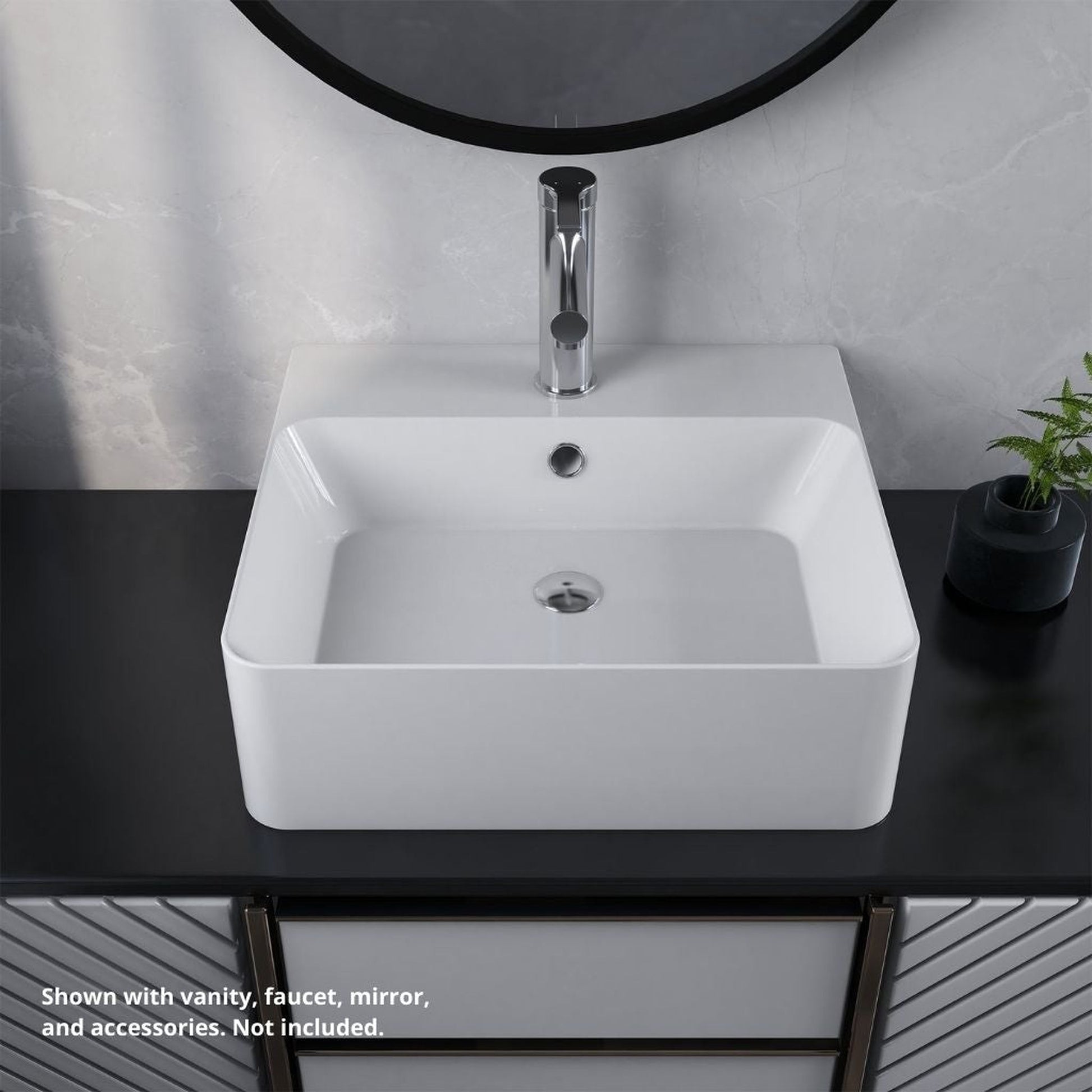 DeerValley Dynasty 18" Rectangular White Vessel Bathroom Sink With Overflow Hole
