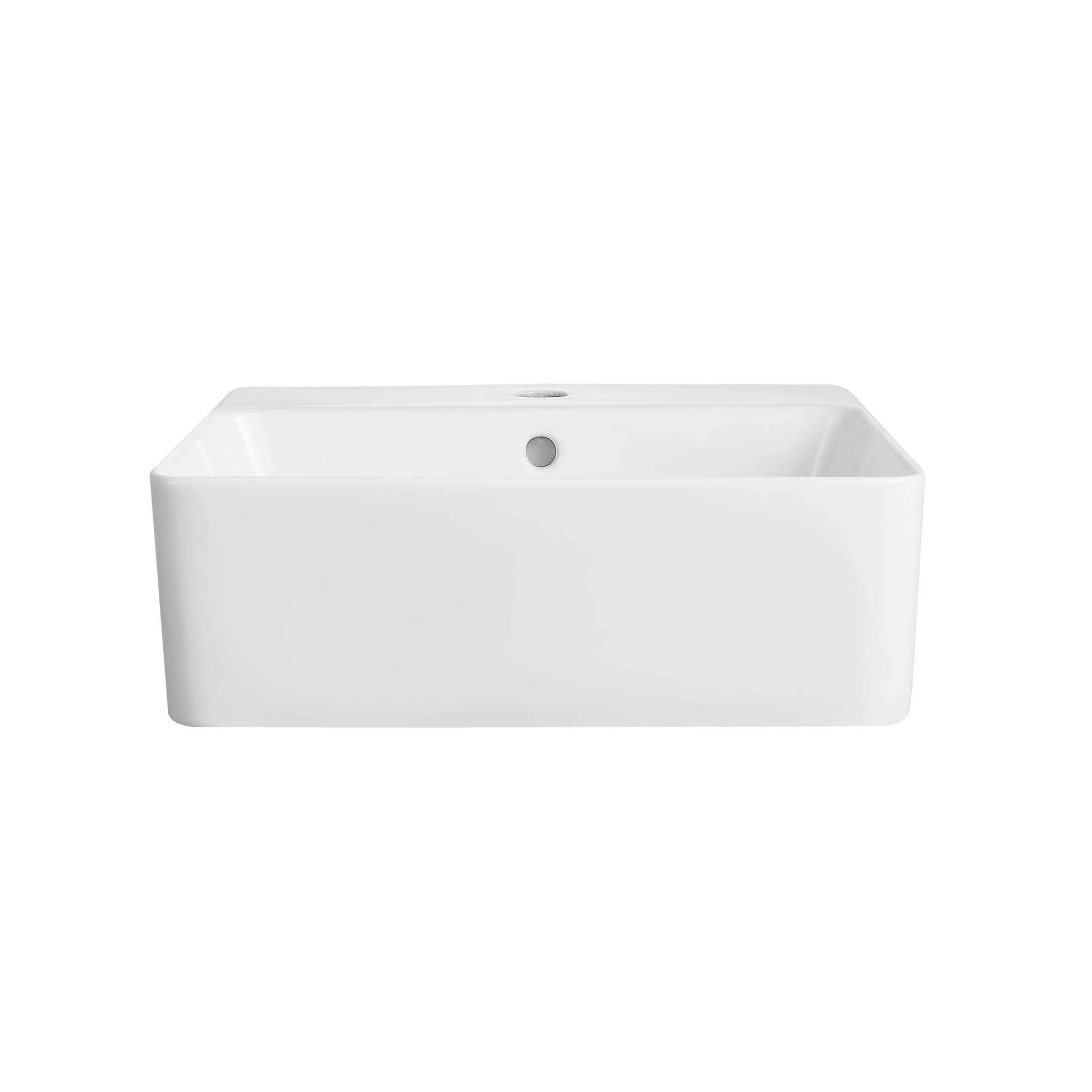 DeerValley Dynasty 18" Rectangular White Vessel Bathroom Sink With Overflow Hole