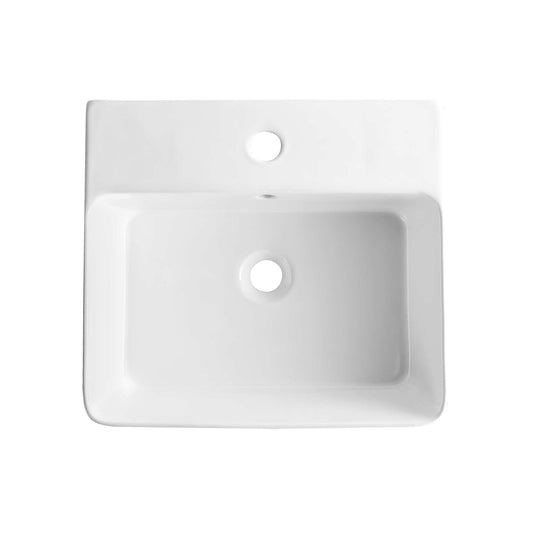 DeerValley Dynasty 18" Rectangular White Vessel Bathroom Sink With Overflow Hole