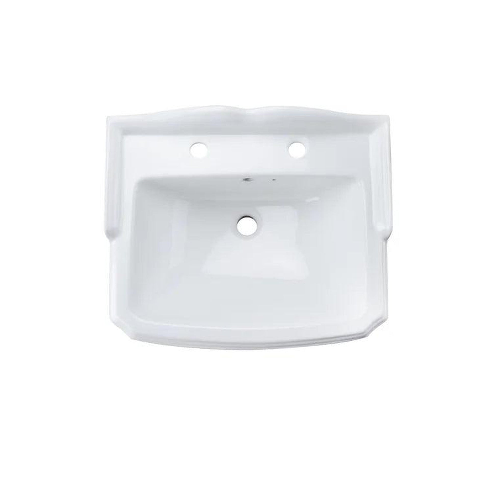 DeerValley Dynasty 23" x 19" Rectangular White Pedestal Bathroom Sink With Three Faucet Holes and Overflow Hole