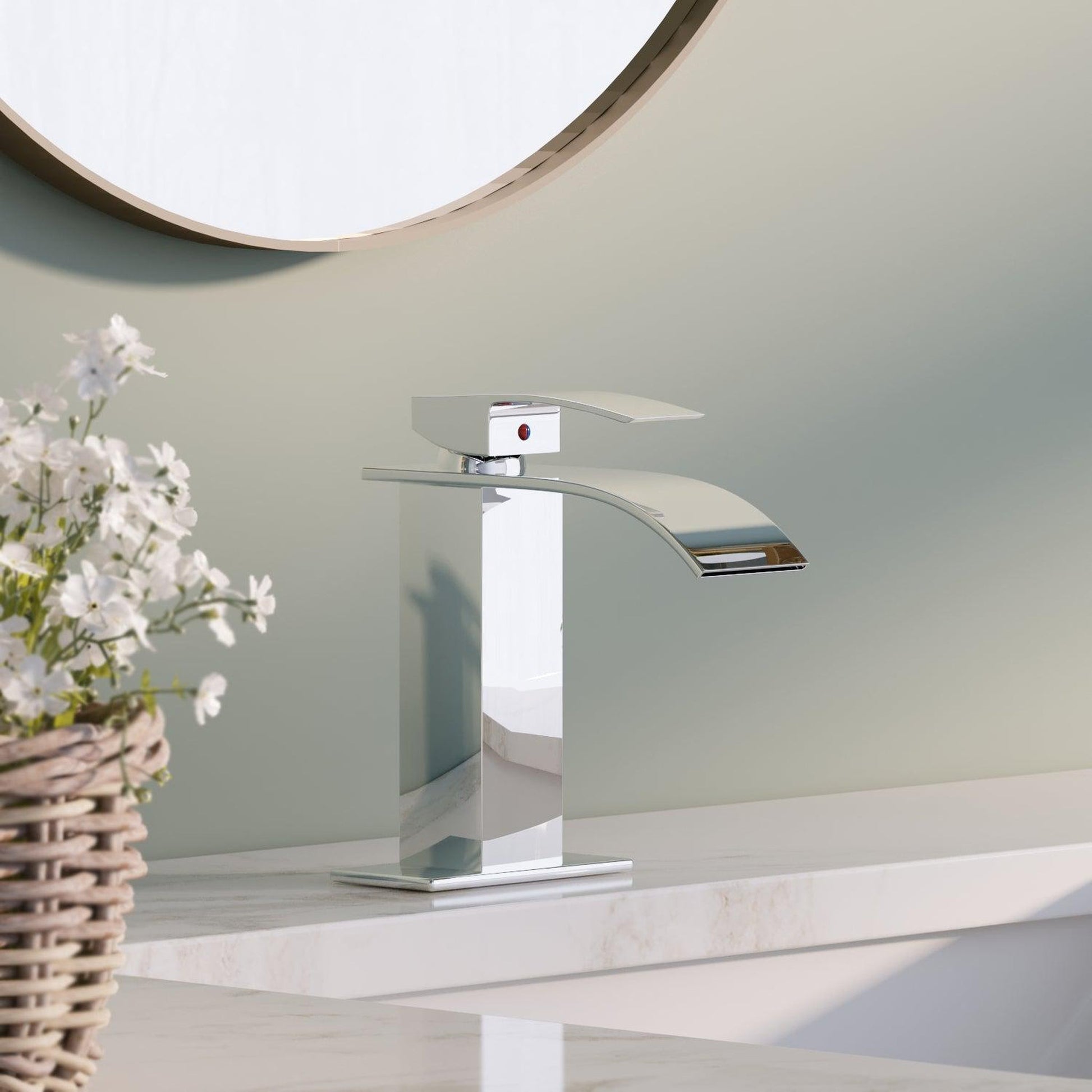DeerValley Dynasty Chrome Single Handle Waterfall Bathroom Faucet