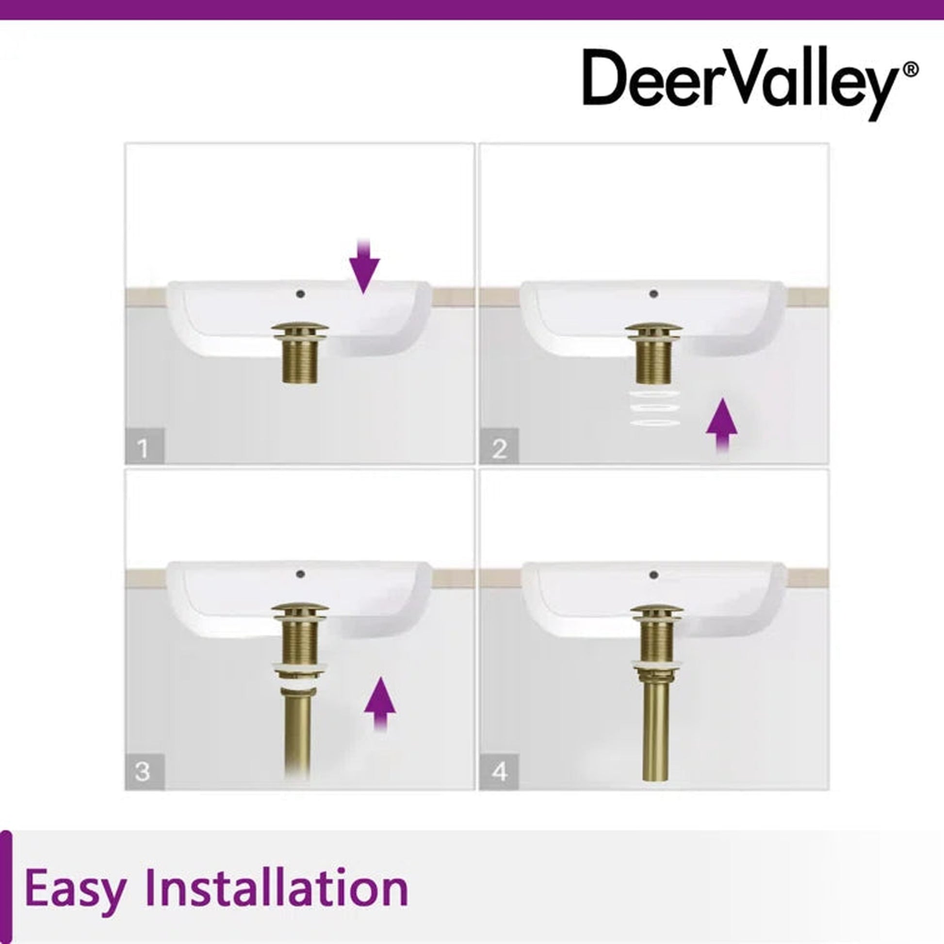 DeerValley Gold Pop-Up Bathroom Sink Drain