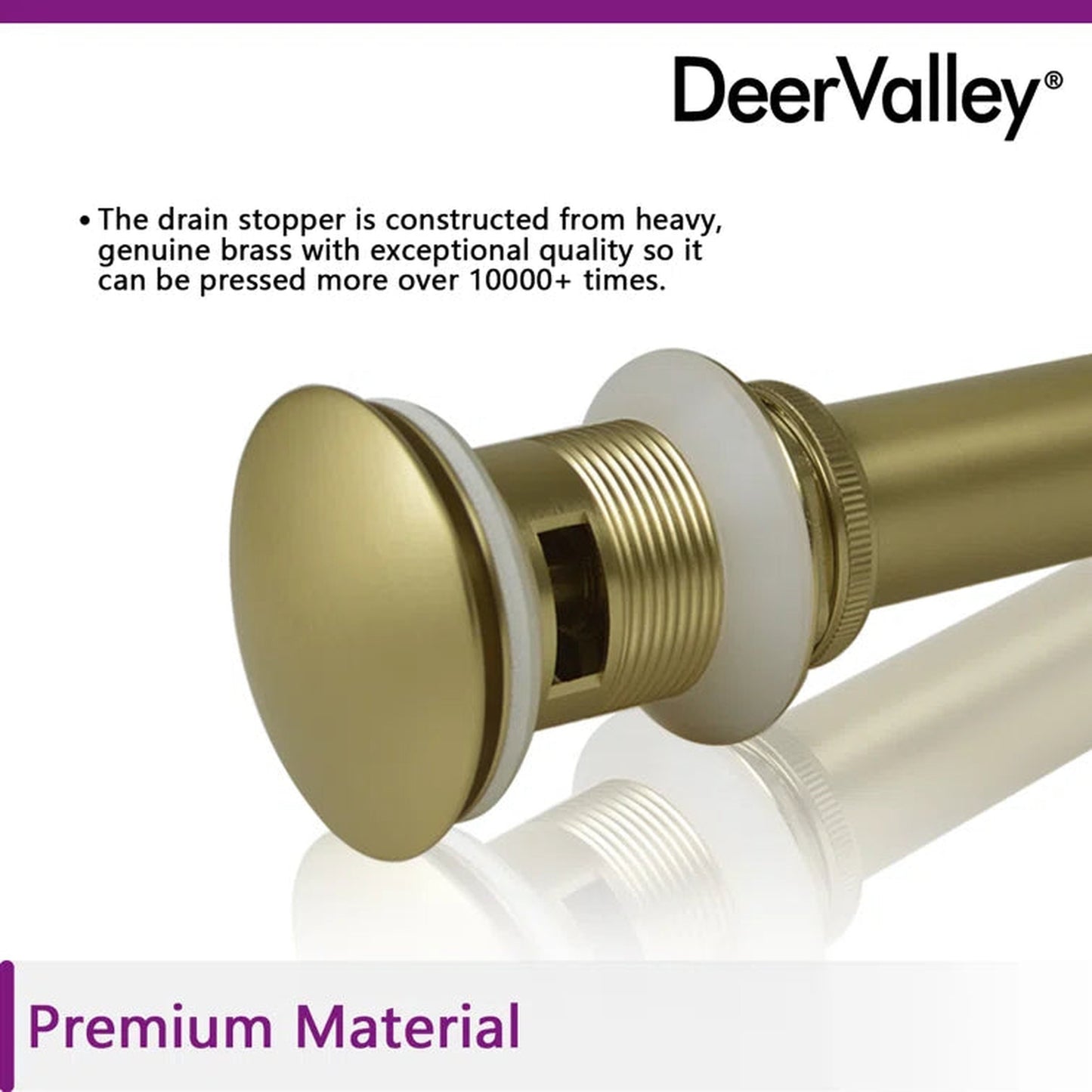 DeerValley Gold Pop-Up Bathroom Sink Drain With Overflow