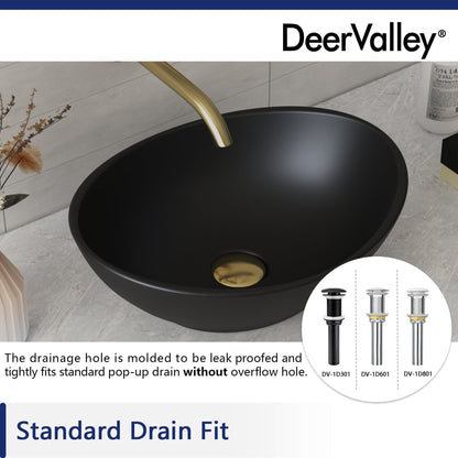 DeerValley Horizon 16" Oval Black Vessel Bathroom Sink
