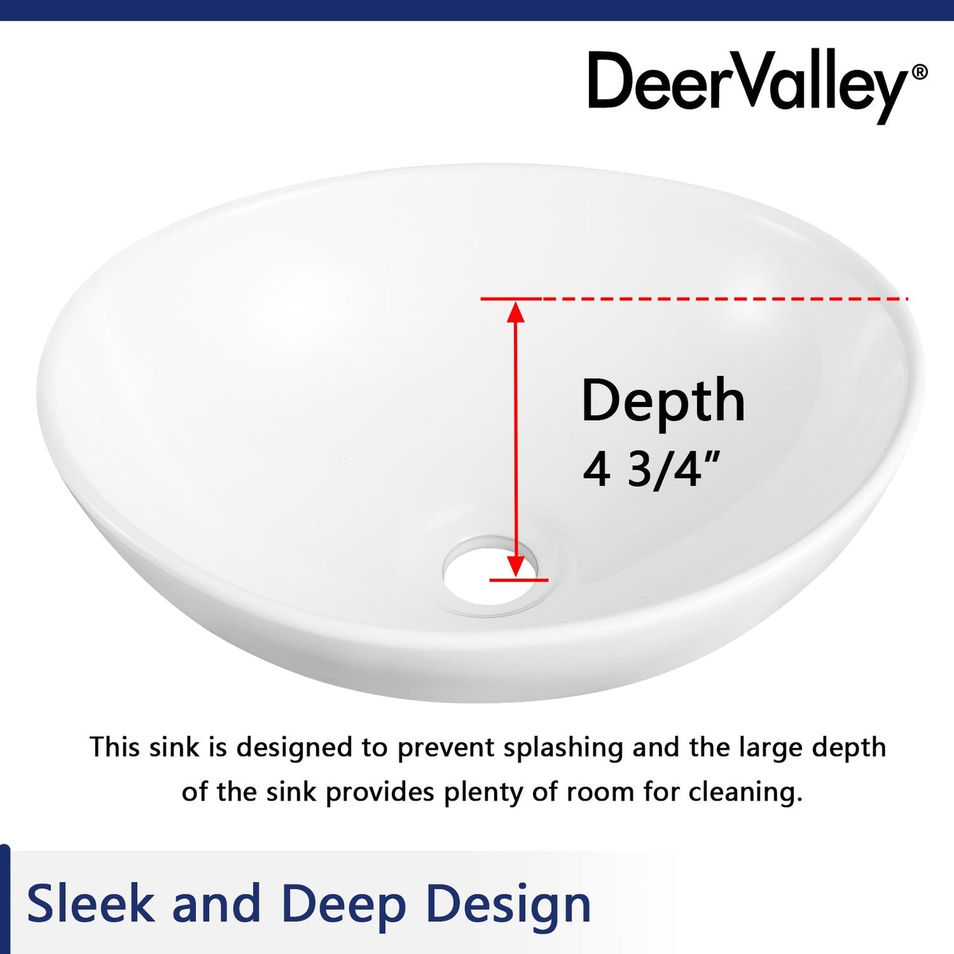 DeerValley DV-1V051 13" x 15.75" x 5.8" White Oval Ceramic Vessel Sink