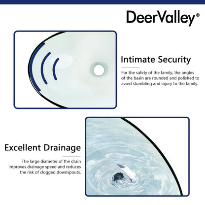 DeerValley Horizon 21" Oval Frosted Tempered Glass Bathroom Vessel Sink