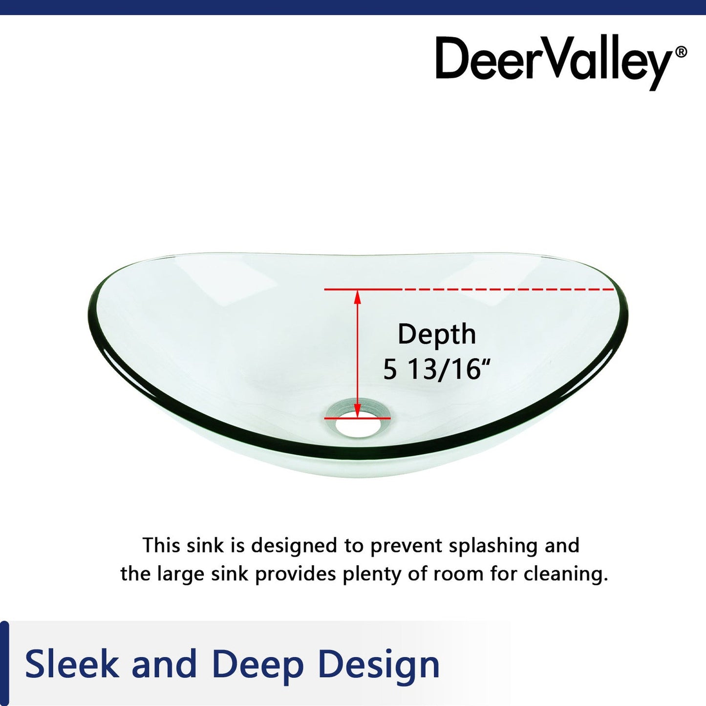 DeerValley Horizon 21" Oval Frosted Tempered Glass Bathroom Vessel Sink