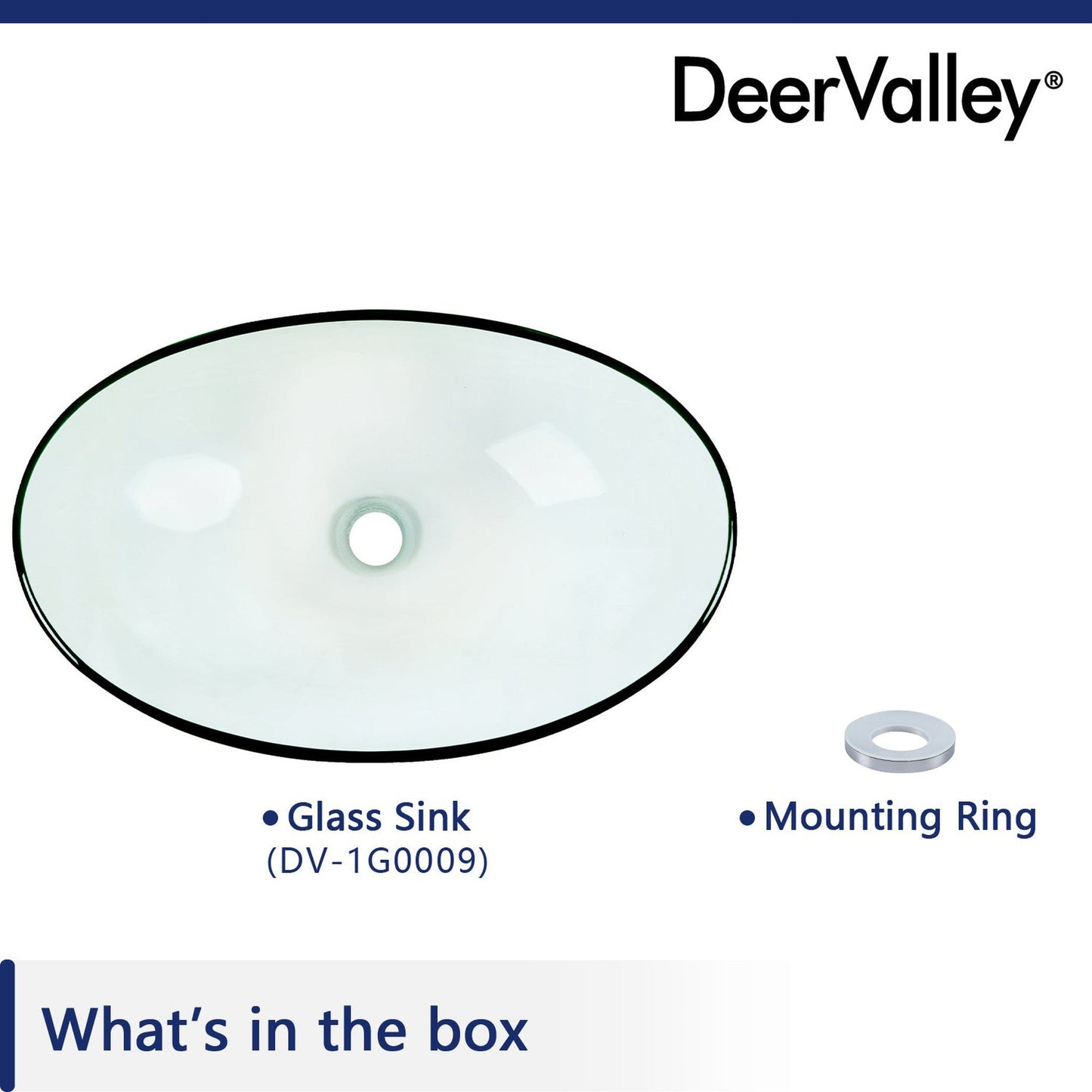 DeerValley Horizon 21" Oval Frosted Tempered Glass Bathroom Vessel Sink