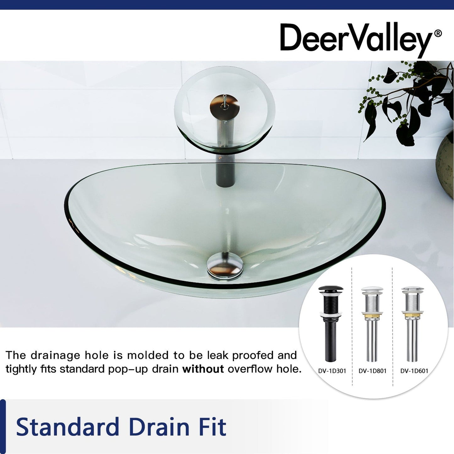 DeerValley Horizon 21" Oval Frosted Tempered Glass Bathroom Vessel Sink