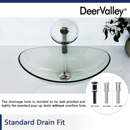 DeerValley Horizon 21" Oval Frosted Tempered Glass Bathroom Vessel Sink