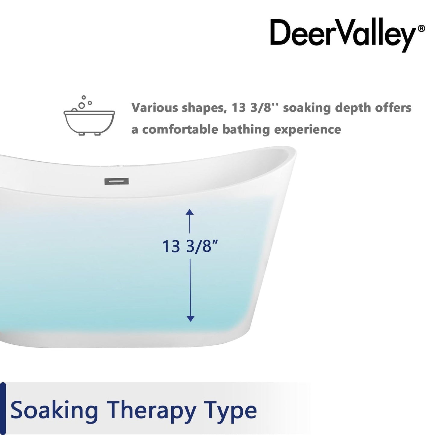 DeerValley Horizon 59" x 30" Oval White Freestanding Acrylic Bathtub