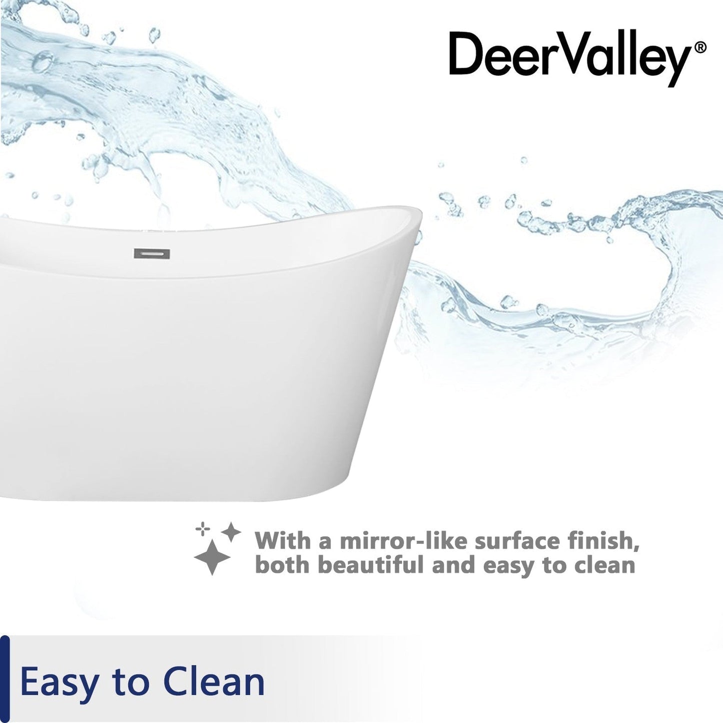 DeerValley Horizon 59" x 30" Oval White Freestanding Acrylic Bathtub