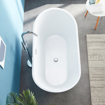 DeerValley Horizon 59" x 30" Oval White Freestanding Acrylic Bathtub