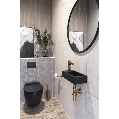 DeerValley Liberty 14" Rectangular Black Space-saving Wall-Mounted Bathroom Sink With Left Faucet Hole