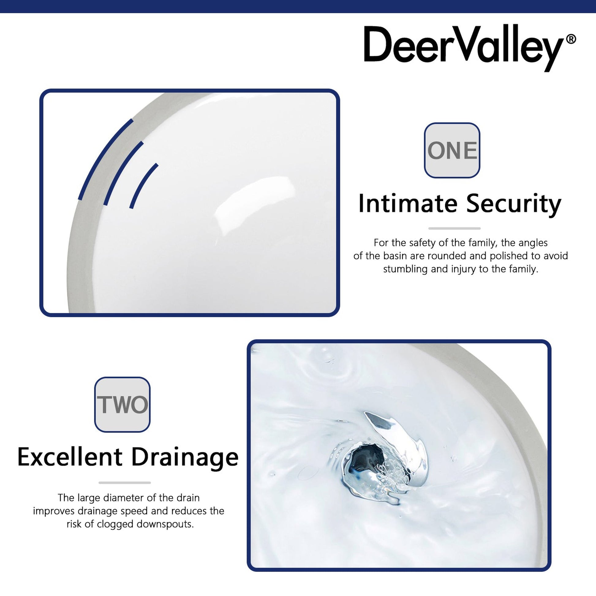 DeerValley Liberty 17" x 13" Oval White Undermount Bathroom Sink With Overflow Hole