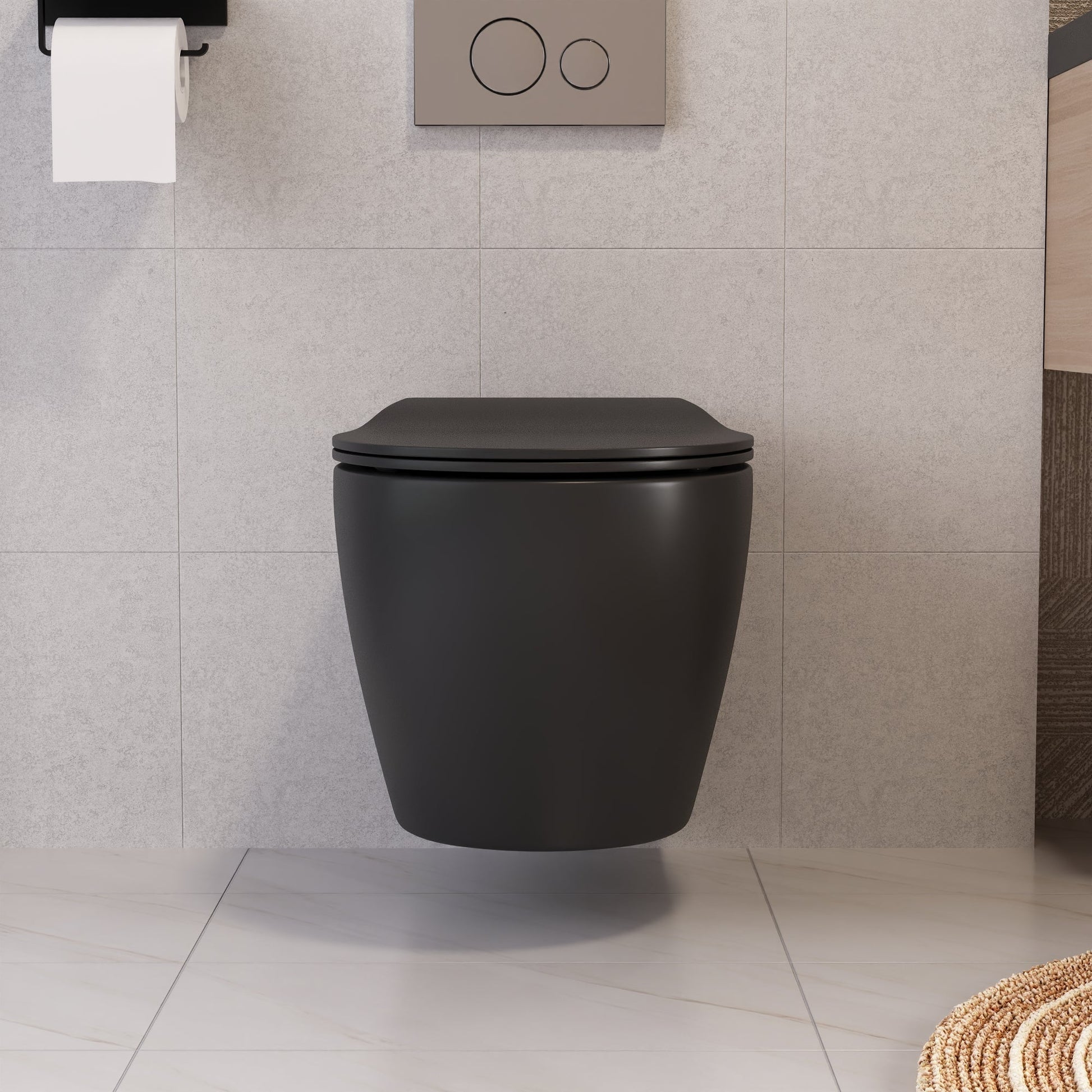 DeerValley Liberty 1.1/1.6GPF Dual-Flush Elongated Black Wall-Mounted Toilet